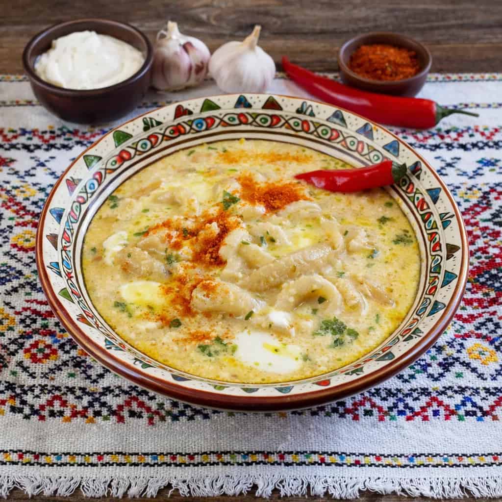 Romanian Ciorba de Burta - Traditional Tripe Soup with sour cream and garlic