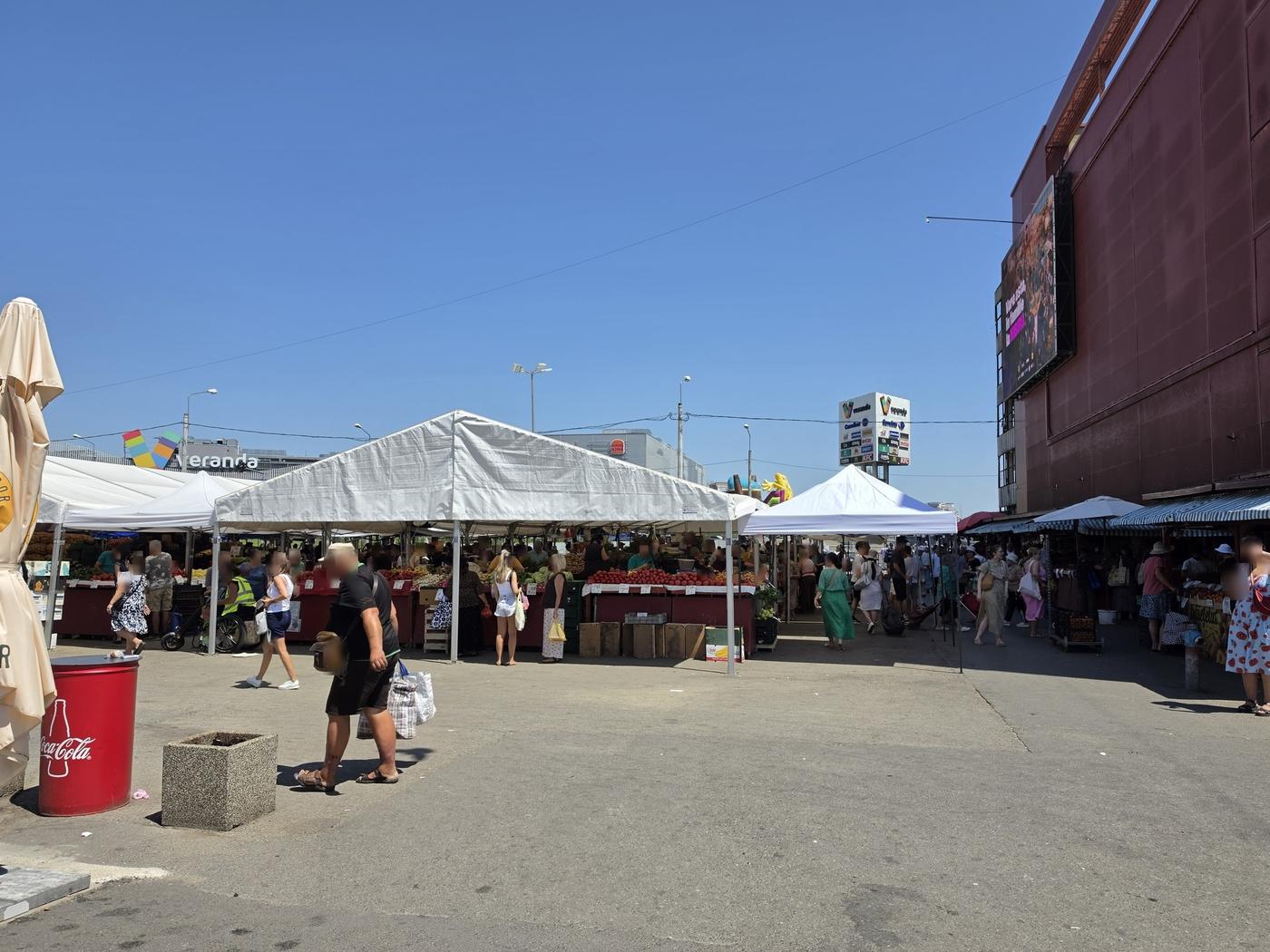 Open-air produce area at Obor Market in Bucharest